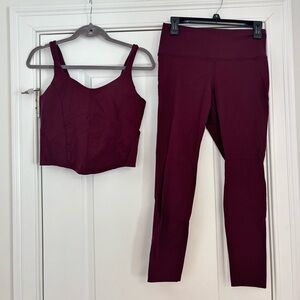 Danskin Wine Active Leggings & Cropped Tank Set